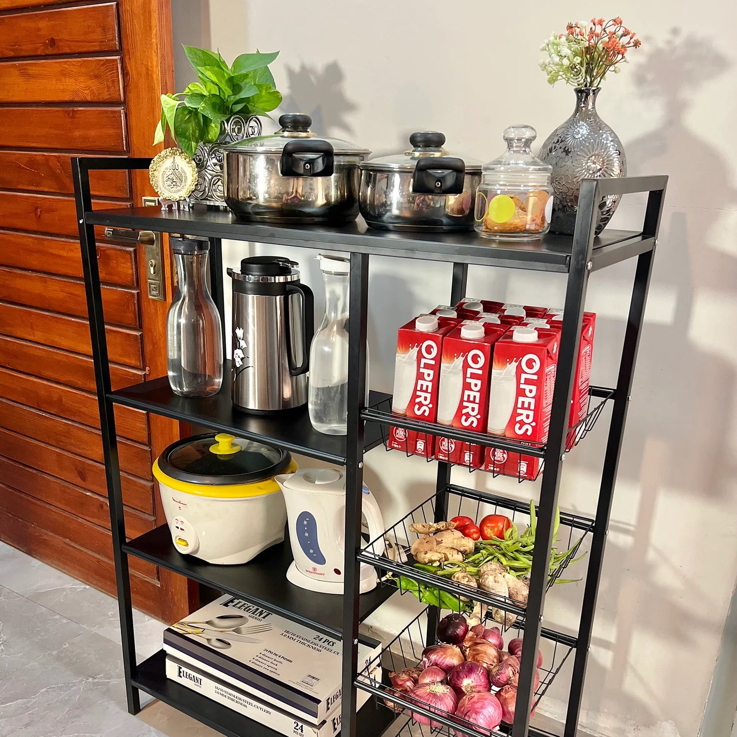 Multifunctional Storage Rack Heavy Duty 4 Tier Organizer (Without Wheels)