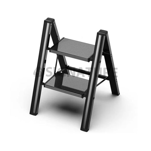 2 step folding aluminum ladder in black color 2 Step Aluminum Folding Ladder